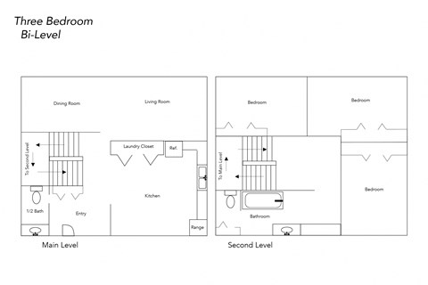 Floor plan for 3 beds, 1 bath